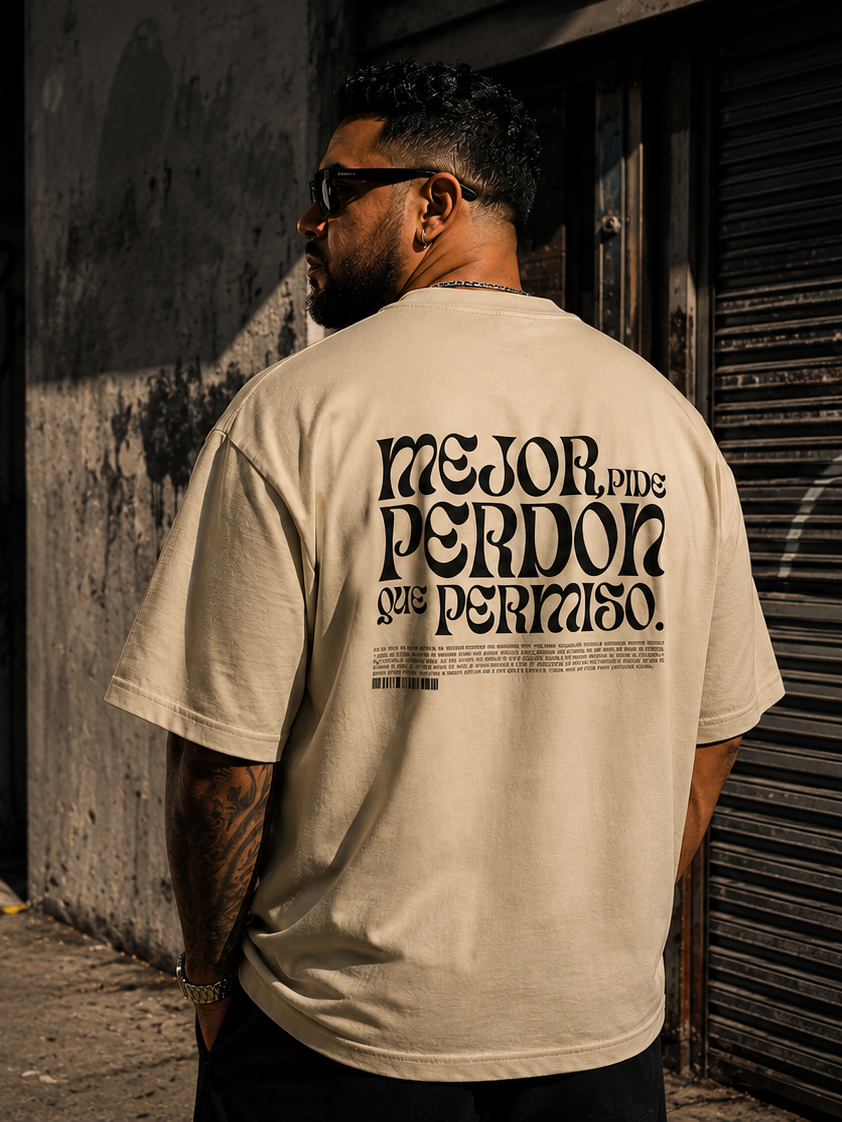 "Sin Permiso" Unisex Oversize Tee (sand)