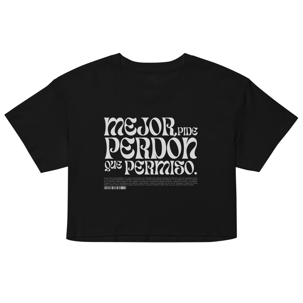 "Sin Permiso" Crop top (negra)